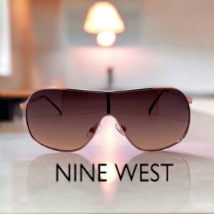 Nine West Rose Gold Metal Shield Sunglasses